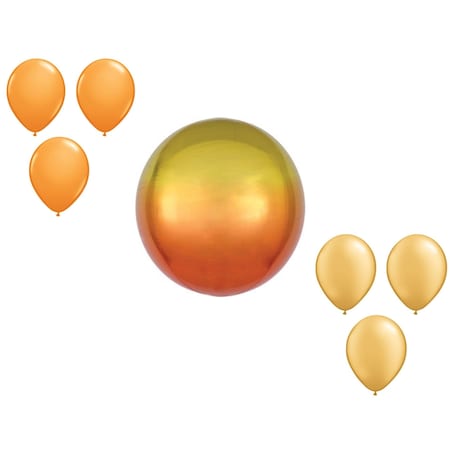 16 Inch Orbz Ombre Yellow & Orange Balloon Geo Orbz-Cubez-Diamondz Balloon Set 6x Latex